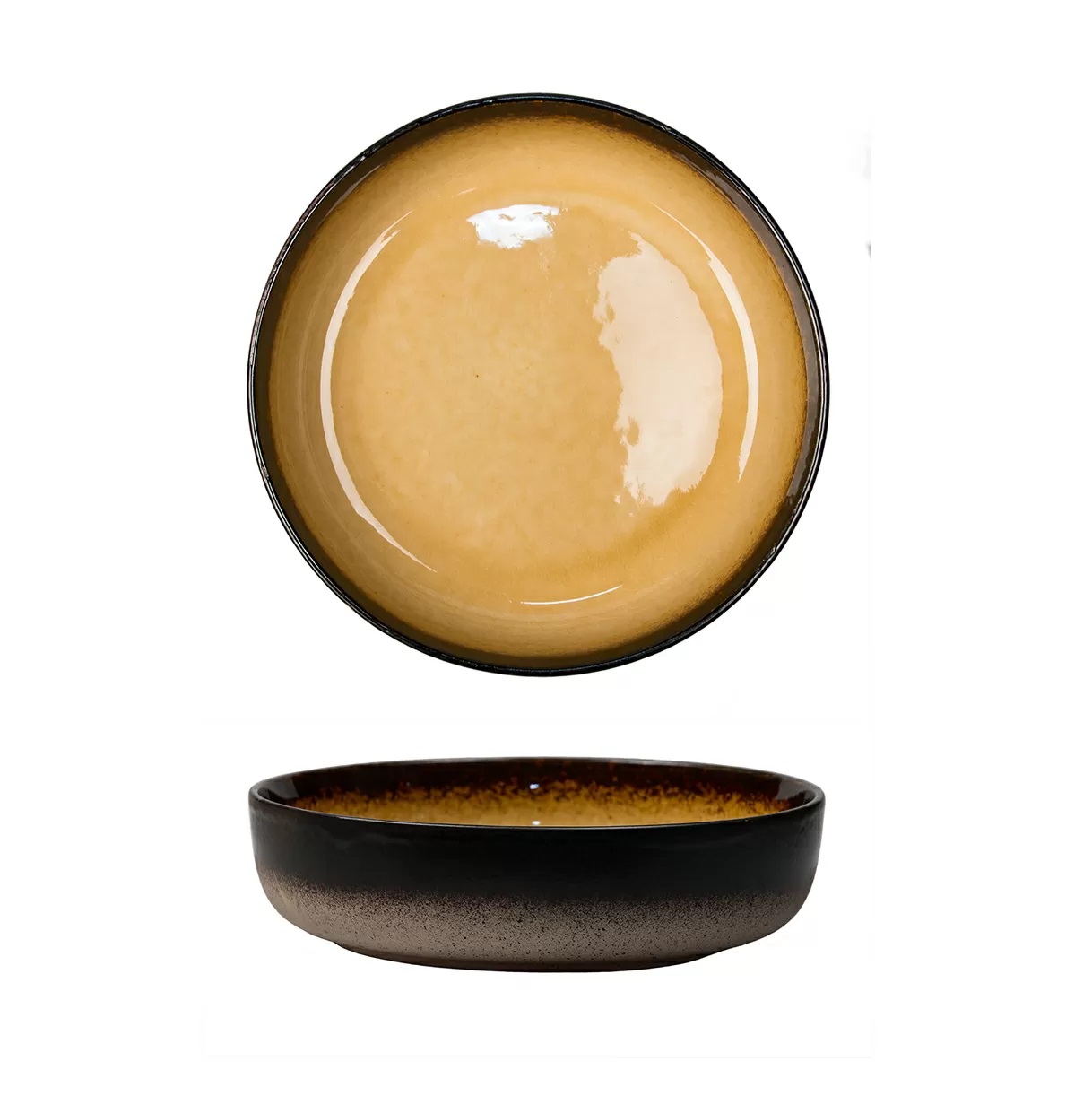 Салатник d245мм h63мм каменная керамика "Spider Silk-Yellow"