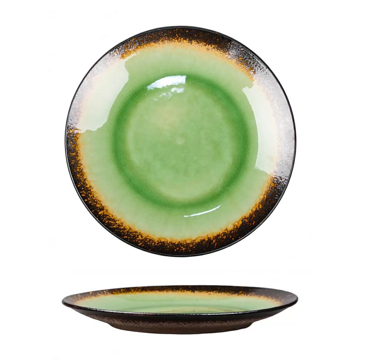 Тарелка d270 мм каменная керамика "Spider Silk-Green