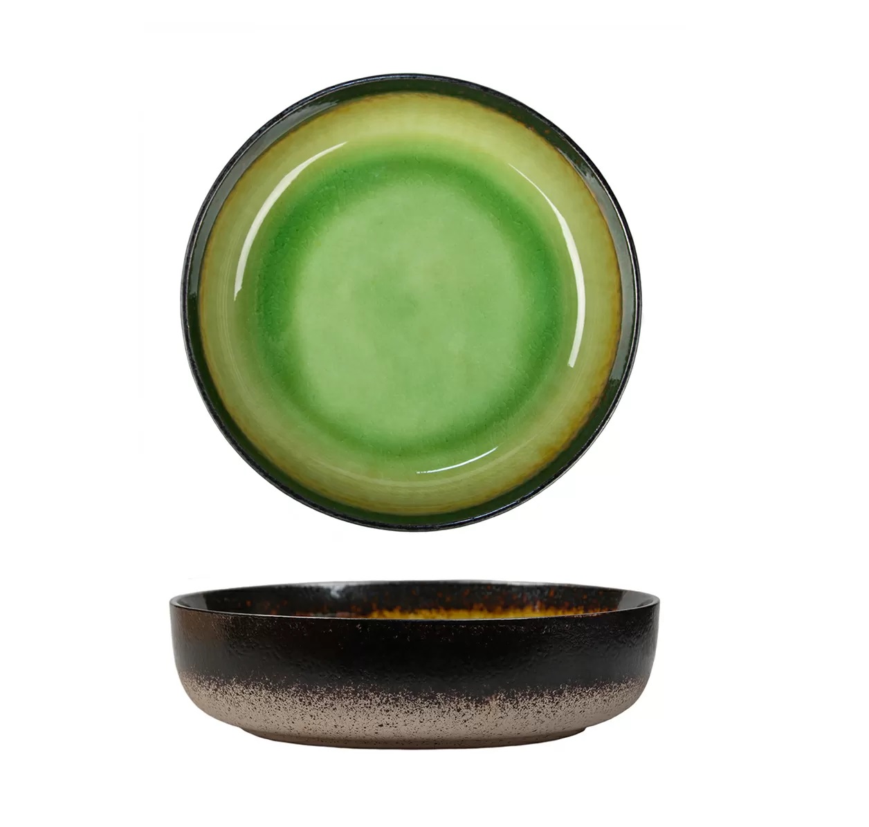 Салатник d240мм h63мм каменная керамика "Spider Silk-Green"