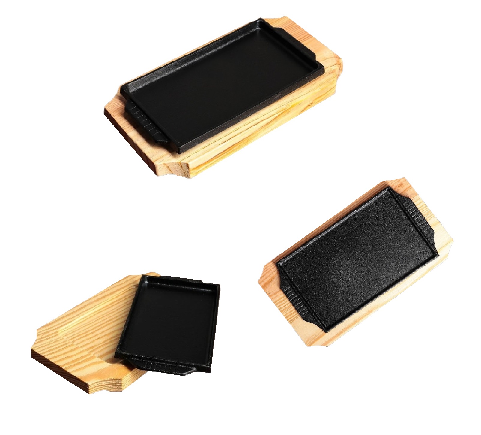 Сковорода чугунная на деревянной подставке