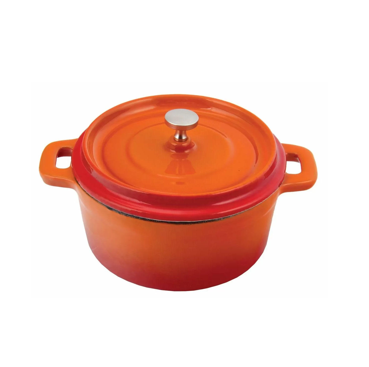 Кастрюля порционная 800мл оранжевая эмалированный чугун