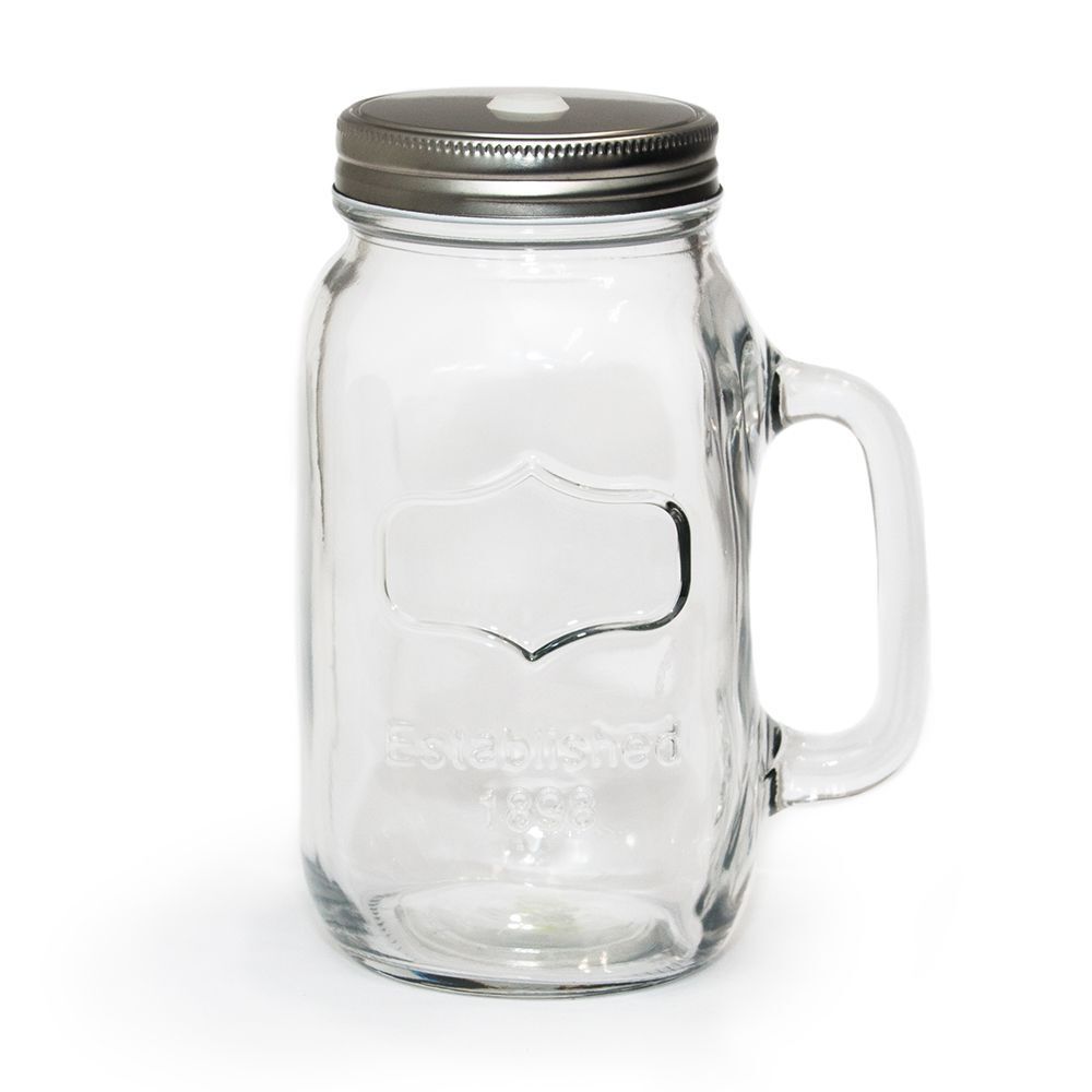 Банка с крышкой и ручкой для коктейлей 700мл