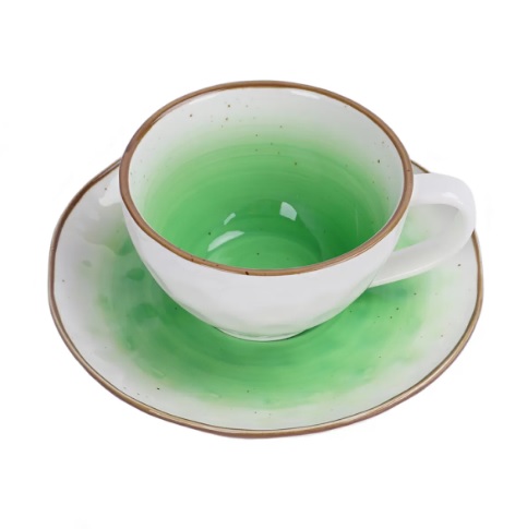 Чайная пара 240мл фарфор, зеленый цвет "The Sun"