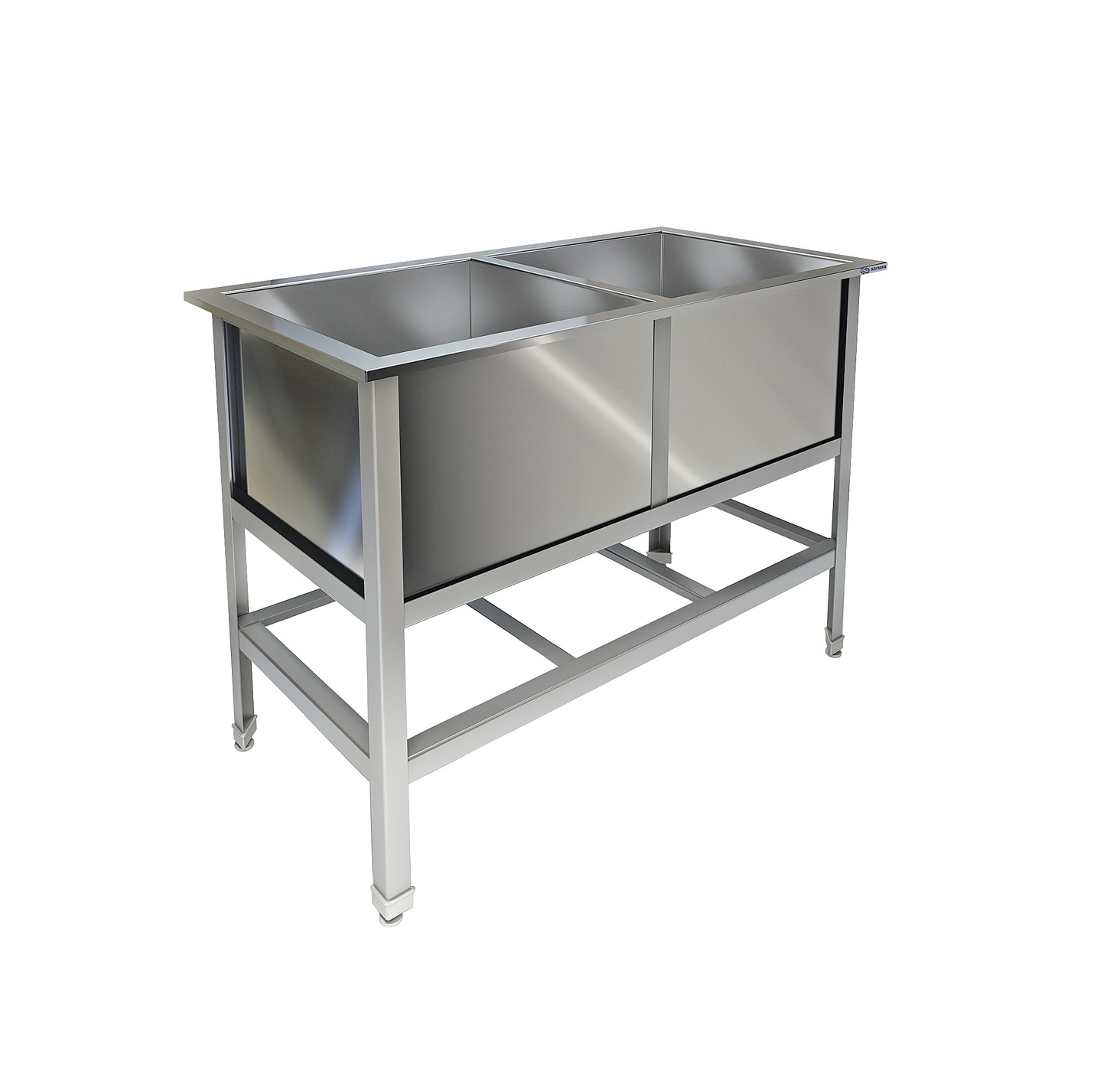 Ванна моечная 2-секционная 600х1200х850мм AISI 304