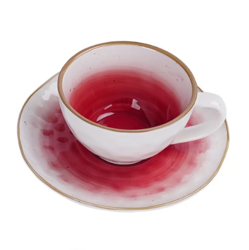 Чайная пара 240мл фарфор, красный цвет "The Sun"