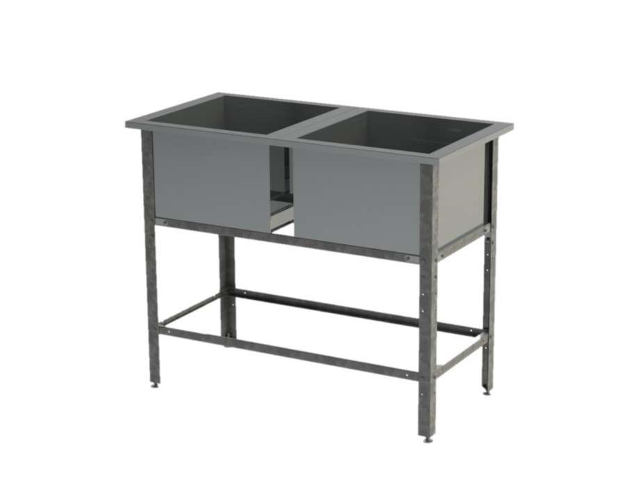 Ванна моечная 2-х секционная 1550х800х860мм AISI 304