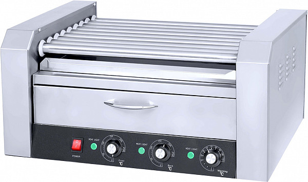 Гриль роликовый для хот-догов RG-9BW с отделением для подогрева булочек