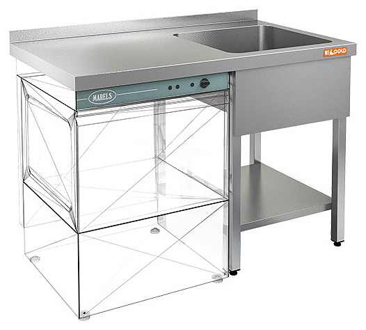 Ванна моечная цельнотянутая с крылом.