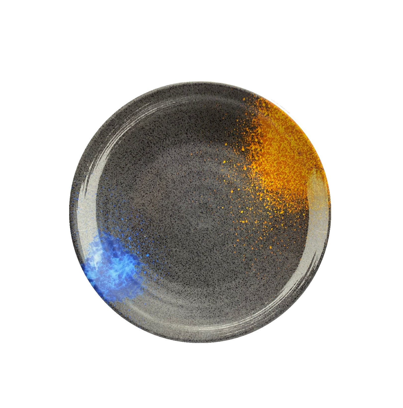 Тарелка d200мм меламин черный с рисунком