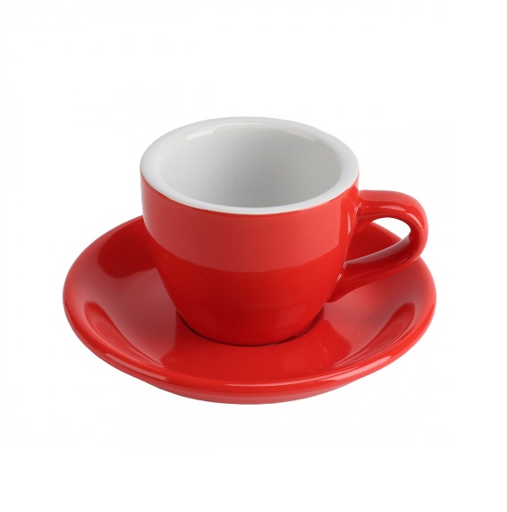 Чашка с блюдцем кофейная пара  Barista красная 80 мл