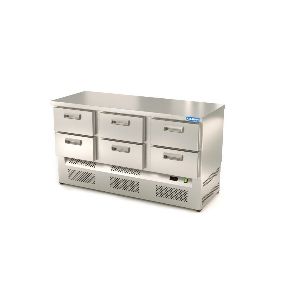 Стол холодильный Камик СОБН-06157 1500х700х850мм, с бортом, нижний агрегат, 6 ящиков