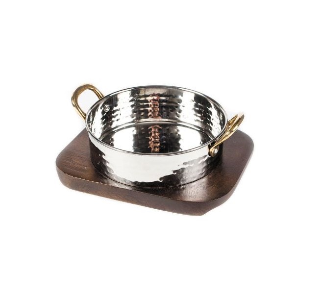 Сковорода 890мл 155 х 50 мм на деревянной подставке