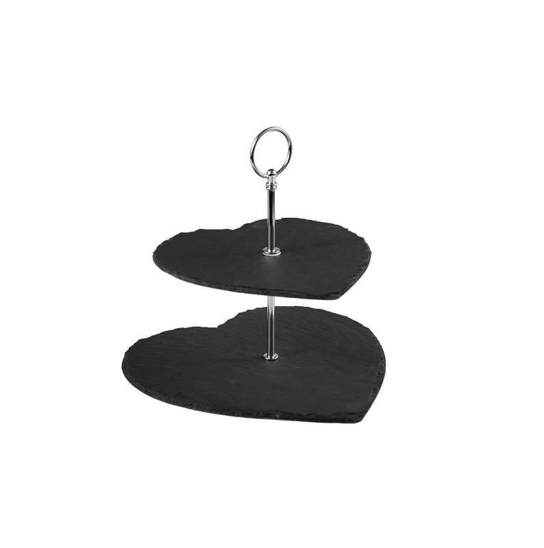 Этажерка 2-х ярусная сердце 200х200/250х250мм h230мм сланец АКЦИЯ