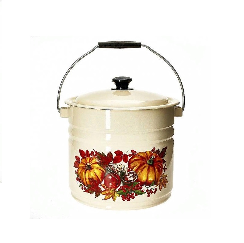 Ведро эмал.10л с кр. цилиндрическое с рисунком