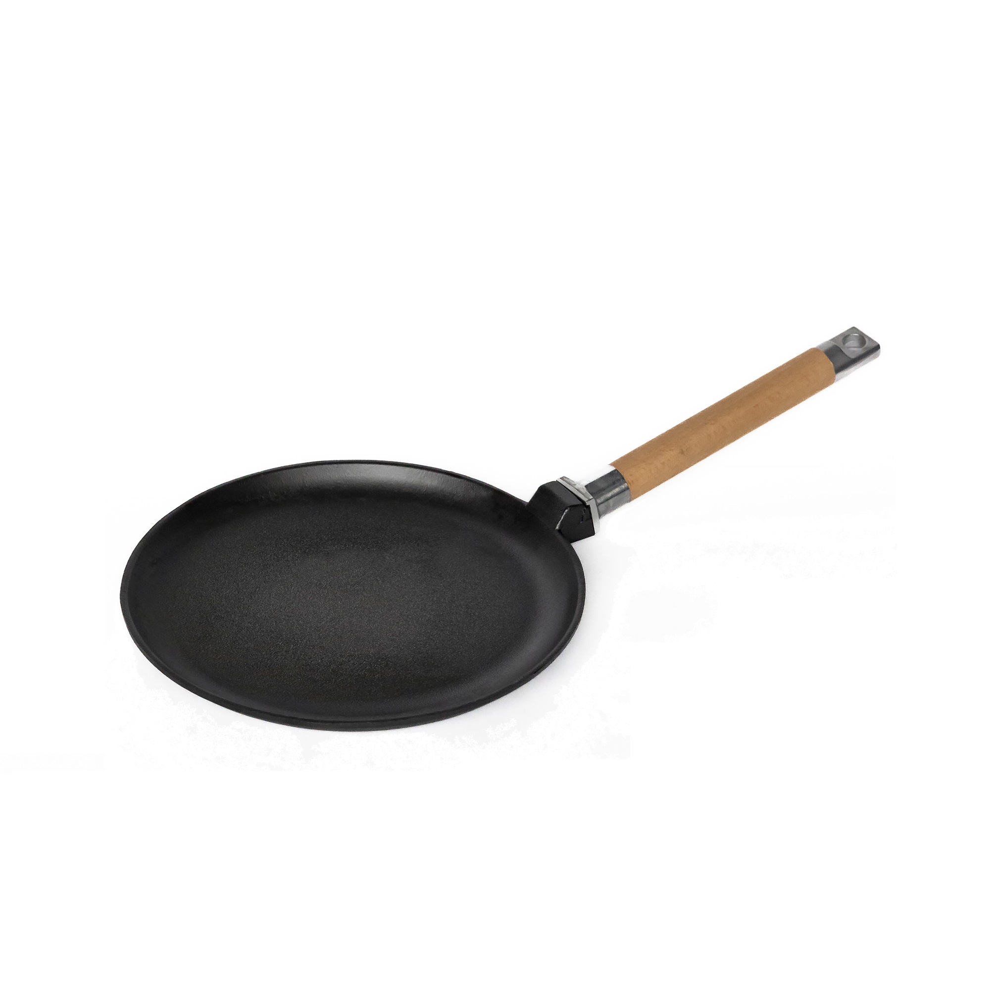 Сковорода блинная чугунная d240мм с деревянной ручкой
