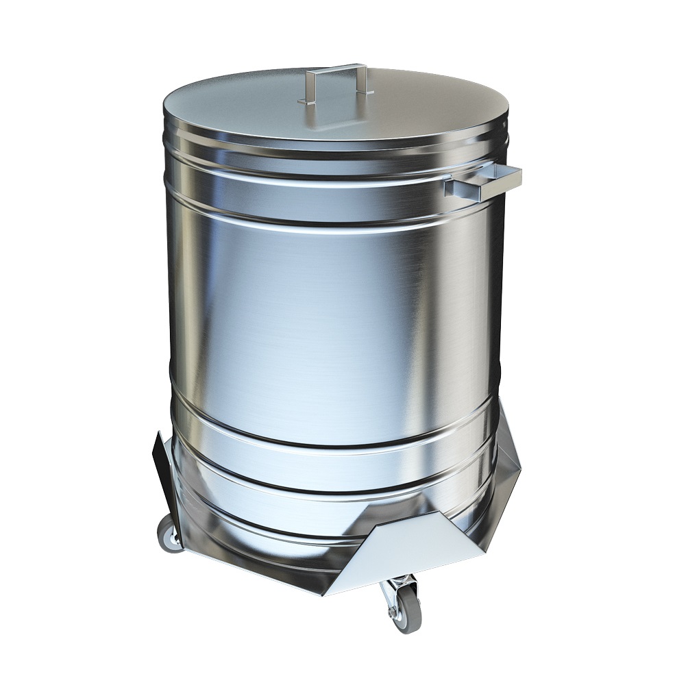 Бак тележка для сбора отходов с крышкой ТБ-21, нержавеющая сталь