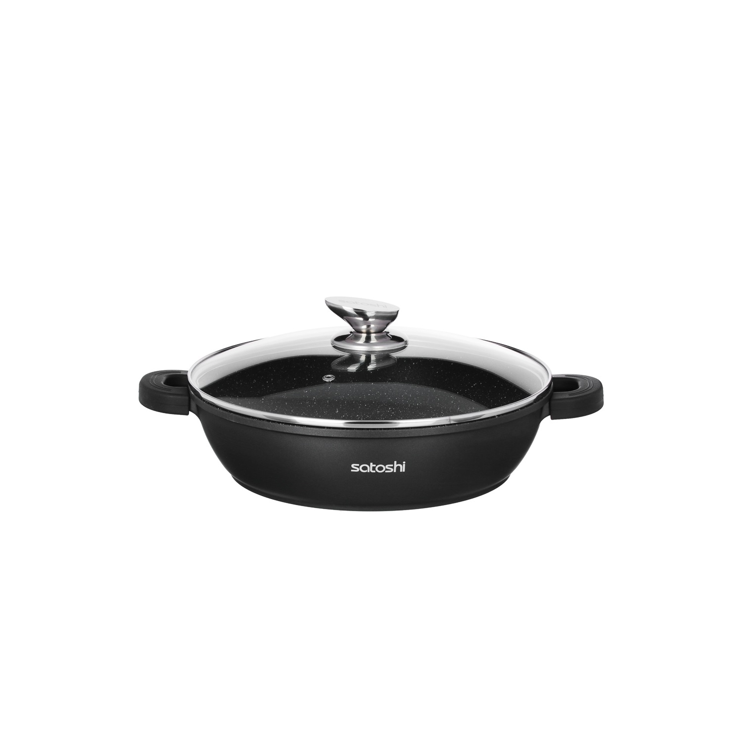 Сотейник алюминий с антипригарным покрытием d280мм h75мм, стеклянная крышка, индукция