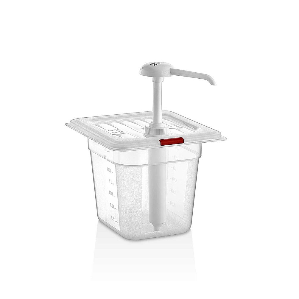 Дозатор для соуса 170х160мм h145мм 2л полипропилен, с красной клипсой
