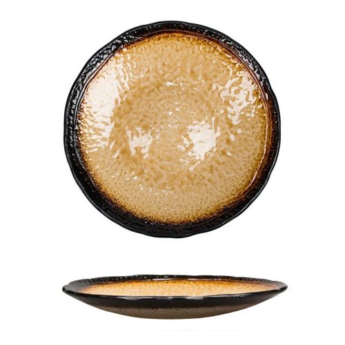 Тарелка d300мм каменная керамика "Spider Silk-Yellow"