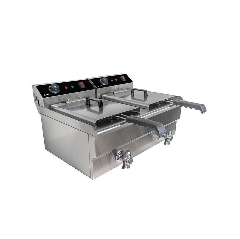 Электрофритюрница HKN-FT1616N 16+16л с краном