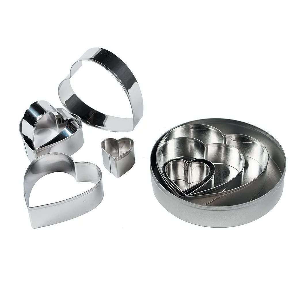 Набор вырубок "Сердце" (9шт.) нержавеющая сталь