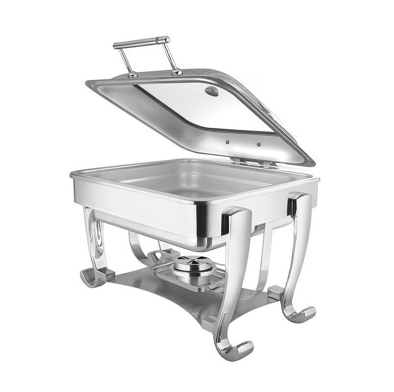 Мармит чафиндиш прямоугольный со стеклянной крышкой 6,5л нержавеющая сталь