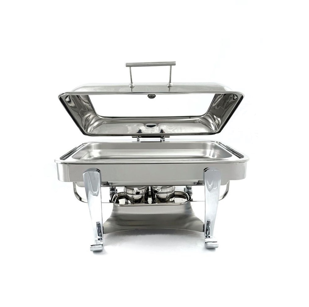 Мармит чафиндиш прямоугольный со стеклянной крышкой 12л нержавеющая сталь