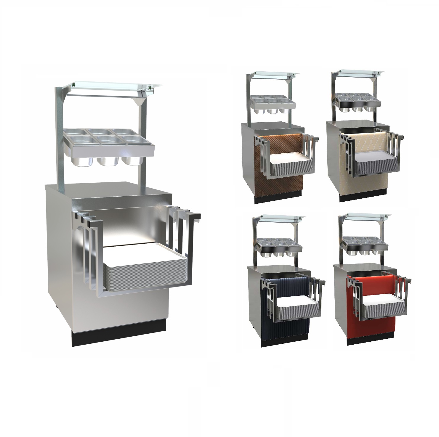 Линия раздачи Сэйла Прилавок для столовых приборов и подносов с хлебницей ПСПХ-70Е нержавеющая сталь