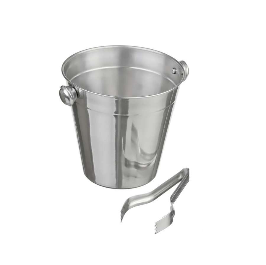 Ведерко для льда d150мм h200мм 1,5л с щипцами, нержавеющая сталь