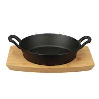 Сковорода чугунная на деревянной подставке d18мм