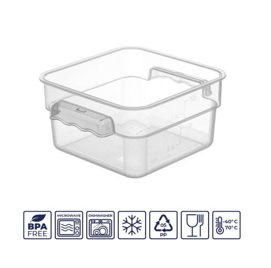 Контейнер для продуктов с цветной крышкой 1,9л с мерной шкалой, полипропилен