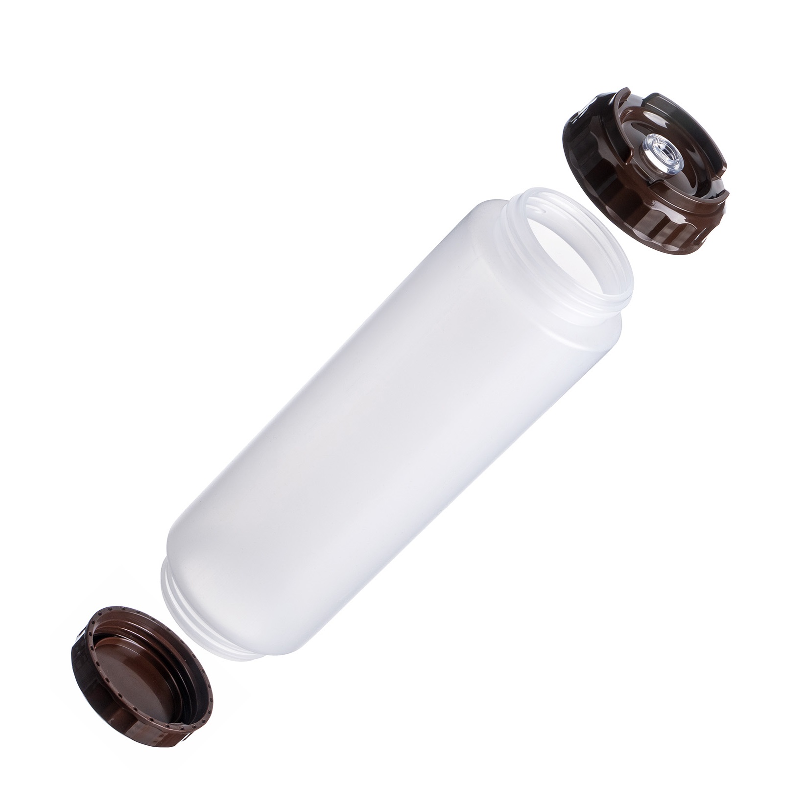 Флакон для соусов 1000мл  2 корич. крышки, силик. носик. широкий