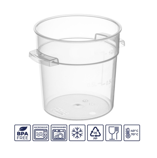 Контейнер для продуктов с цветной крышкой 0,95л с мерной шкалой, полипропилен
