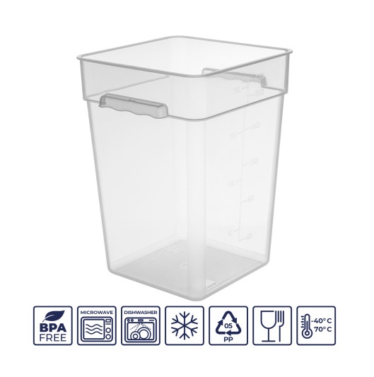 Контейнер для продуктов с цветной крышкой 20,8л с мерной шкалой, полипропилен