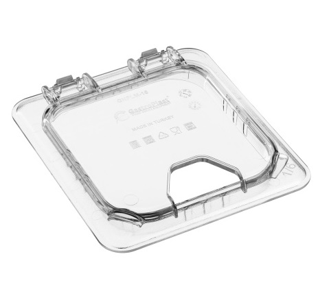 Крышка откидная с отверстием для ложки к гастроемкости 1/6 поликарбонат прозрачная