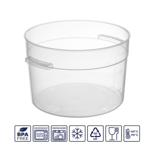 Контейнер для продуктов с цветной крышкой 11,4л с мерной шкалой, полипропилен