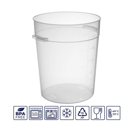 Контейнер для продуктов с цветной крышкой 20,82л с мерной шкалой, полипропилен