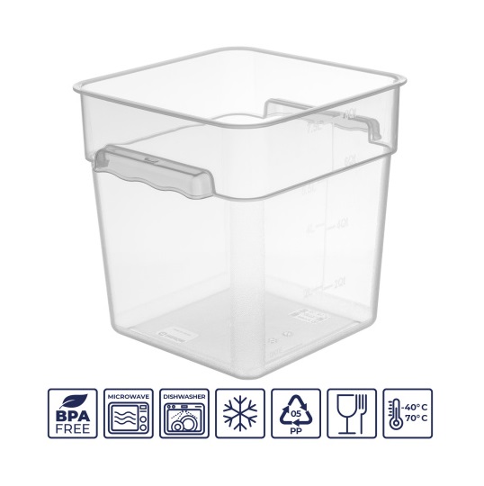 Контейнер для продуктов с цветной крышкой 7,6л с мерной шкалой, полипропилен