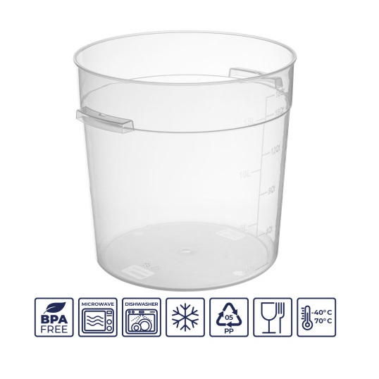 Контейнер для продуктов с цветной крышкой 17л с мерной шкалой, полипропилен