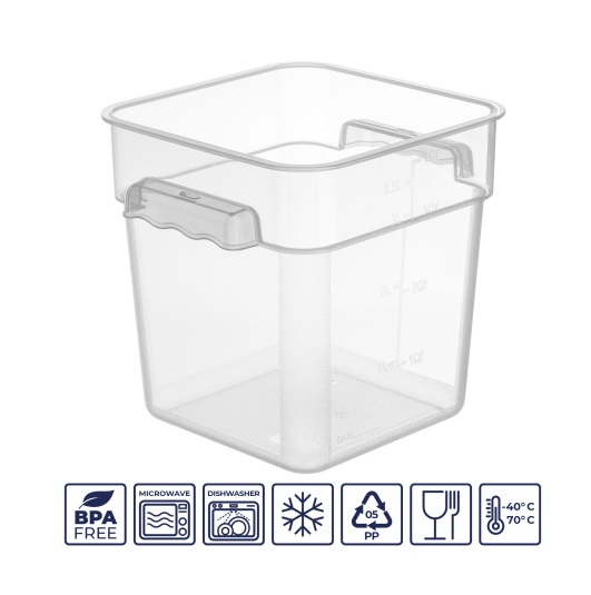 Контейнер для продуктов с цветной крышкой 3,8л с мерной шкалой, полипропилен