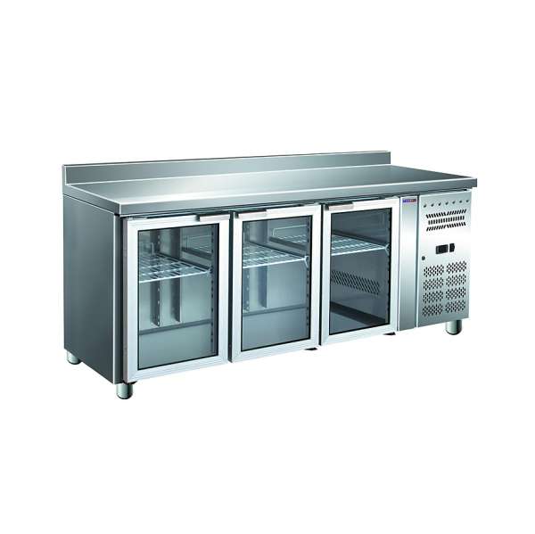 Стол холодильный н/ж 3 стеклянные двери COOLEQ GN3200TNG борт