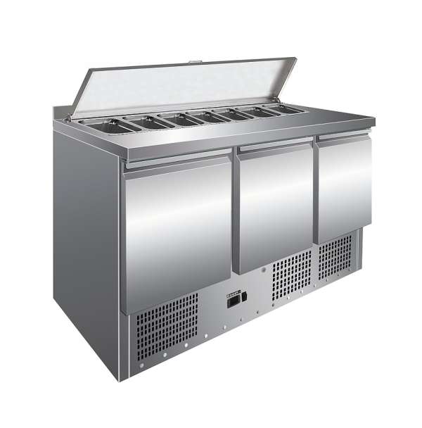 Стол холодильный для салатов н/ж с крышкой, 3 двери, с бортом Cooleq S903-7GN 1/3