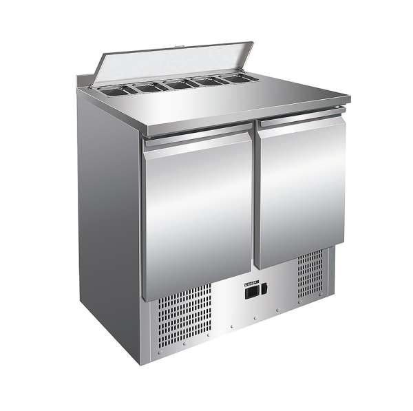 Стол холодильный для салатов н/ж с крышкой, 2 двери, с бортом Cooleq S901-5GN 1/6