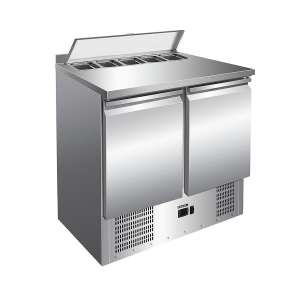 Стол холодильный для салатов н/ж с крышкой, 2 двери, с бортом Cooleq S901-5GN 1/6