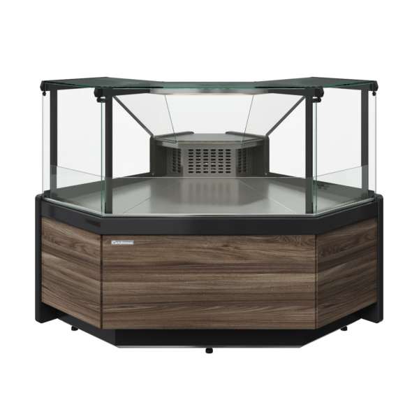 Витрина холодильная угловая Carboma Gelios GC111 VM-6-1 1008 темный дуб