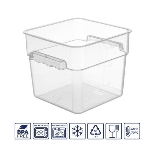 Контейнер для продуктов с цветной крышкой 5,7л с мерной шкалой, полипропилен