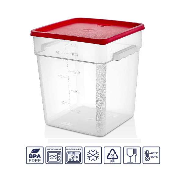 Контейнер для продуктов с цветной крышкой 17,2л с мерной шкалой, полипропилен