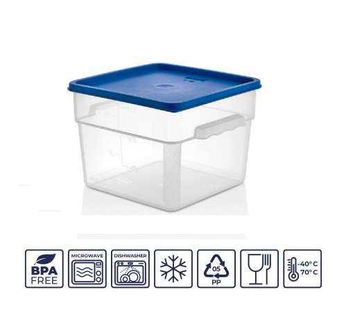 Контейнер для продуктов с цветной крышкой 11,4л  мерной шкалой, полипропилен
