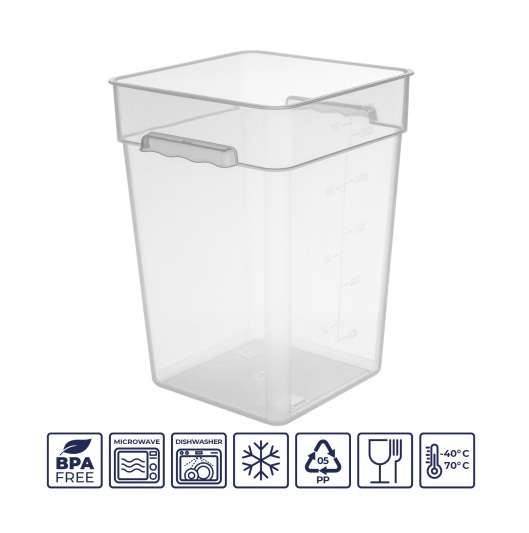 Контейнер для продуктов с цветной крышкой 20,8л с мерной шкалой, полипропилен