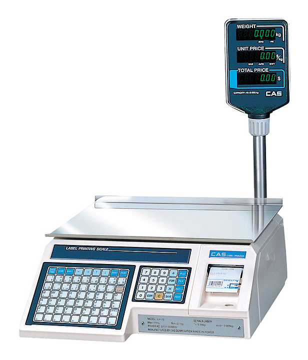 Весы торговые 30кг CAS LP-30R (версия 1.6) стойка, чек-печать